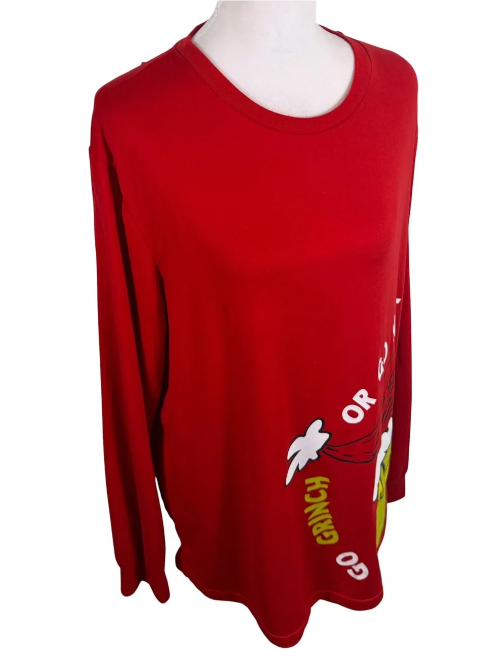 The Grinch Dr. Seuss Red Christmas Graphic Long Sleeve Shirt Size M